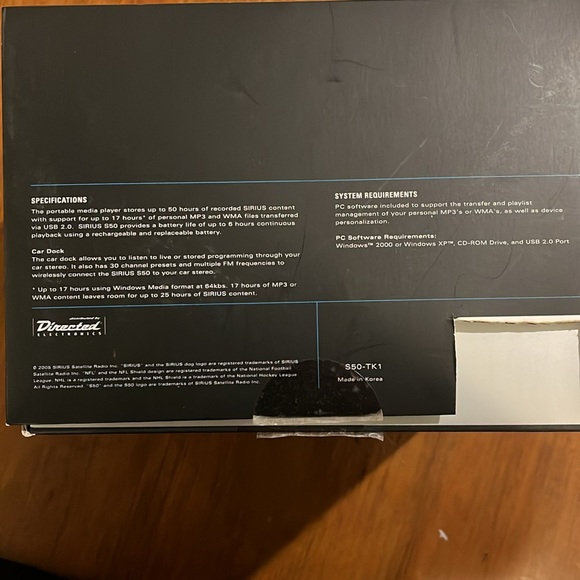 Sirius Personal Satellite Radio + Car Kit S50 Portable Media Player Remote Dock - Picture 6 of 11